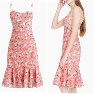 J.Crew Ruffle Hem Midi Dress Size 12 Pink‎ Floral Liberty Fabric Cottagecore
